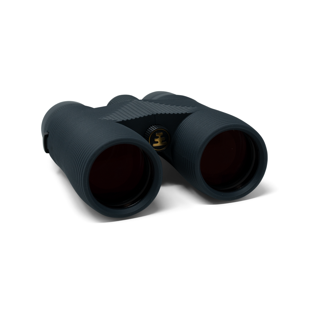 Black binoculars on a white background