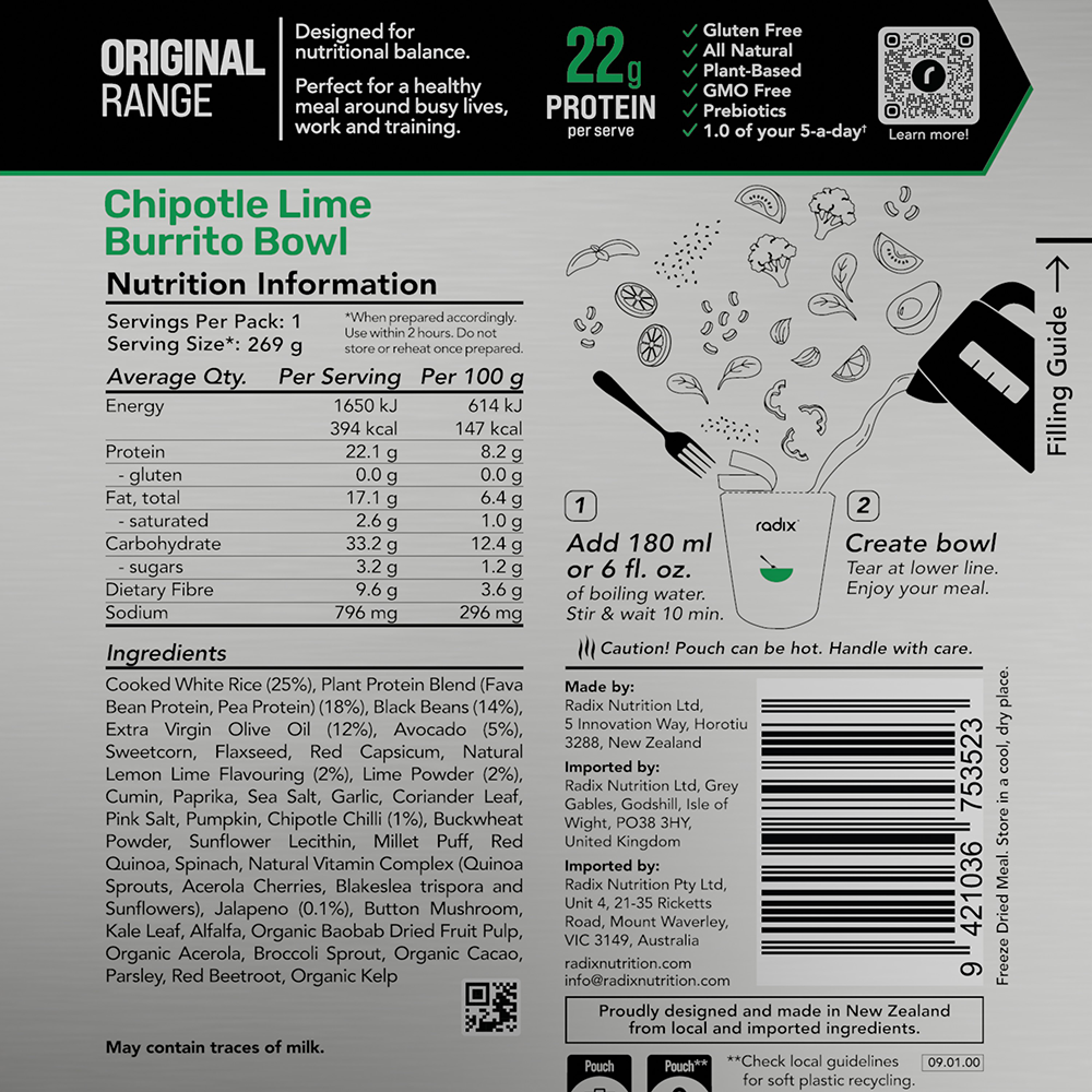 Radix Nutrition Original Meal Chipotle Lime Burrito Bowl