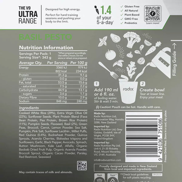 Radix Nutrition Ultra Meal v9.0 Basil Pesto