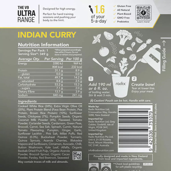 Radix Nutrition Ultra Meal v9.0 Indian Curry
