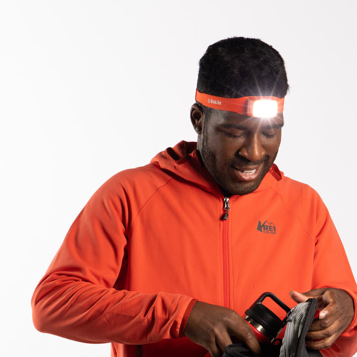 BioLite Range 500 Headlamp Spark Red worn