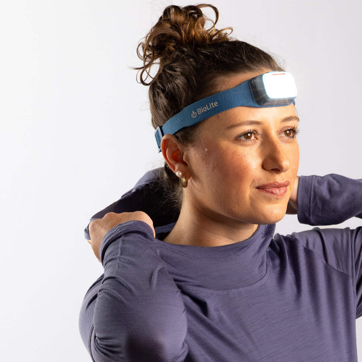 BioLite Range 500 Headlamp Slate Blue worn