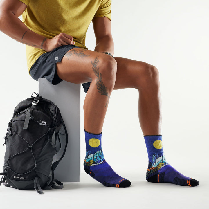 Smartwool Hike Targeted Cushion Mountain Myth Print Crew Socks Men&