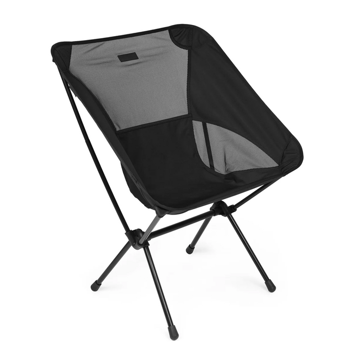 Black and gray camping chair on a white background