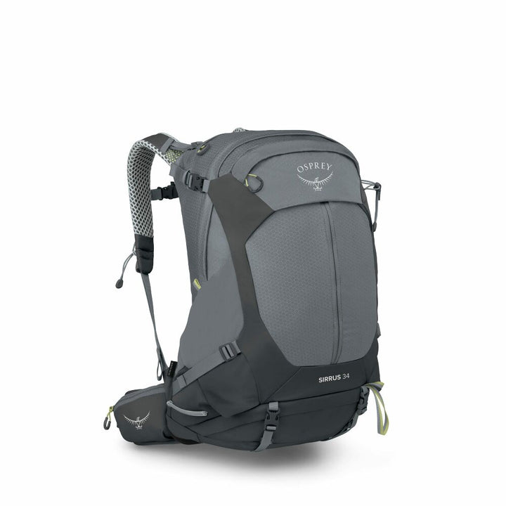 Grey Osprey backpack on a white background
