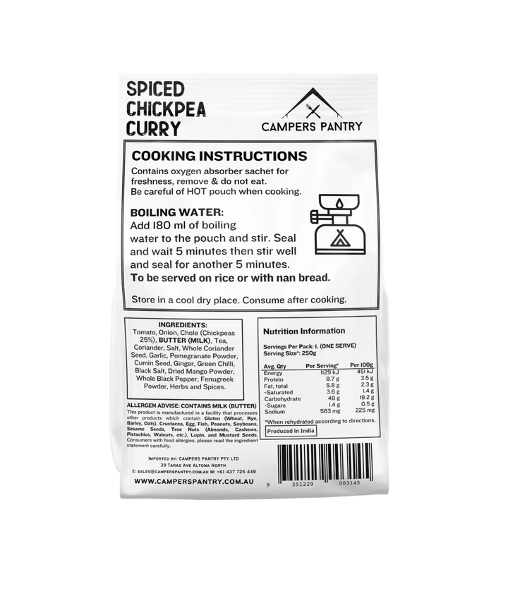 Campers Pantry Spiced Chickpea Curry