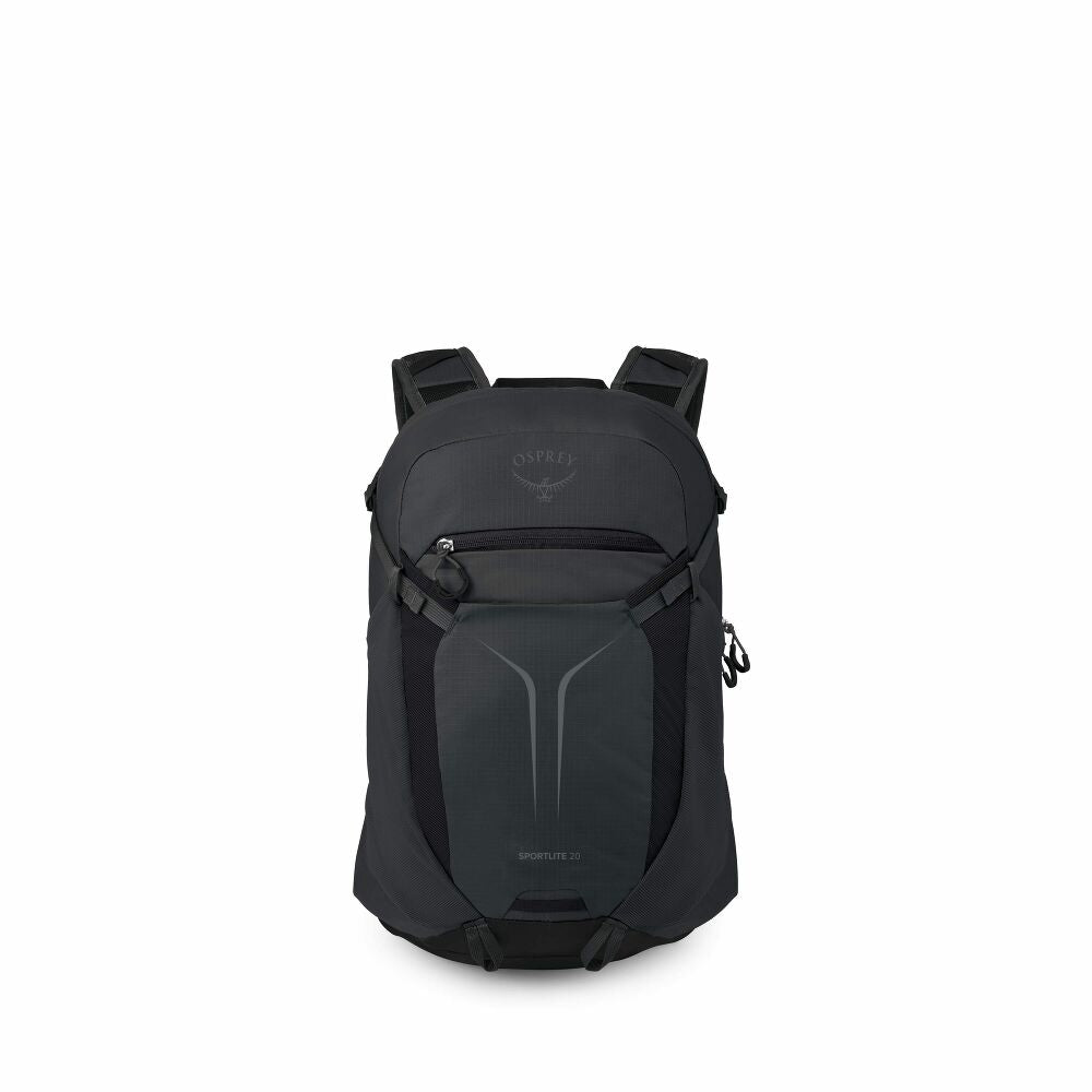 Black backpack on a white background
