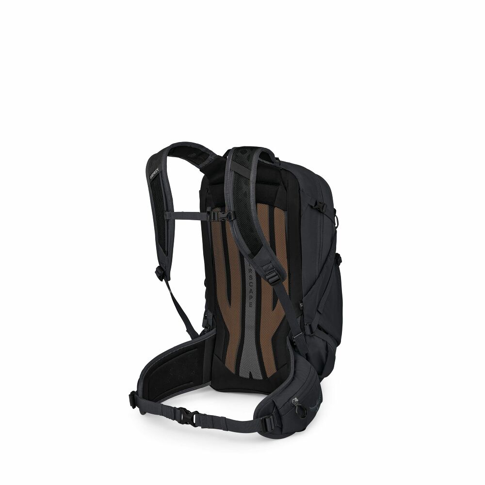 Black Osprey backpack on a white background