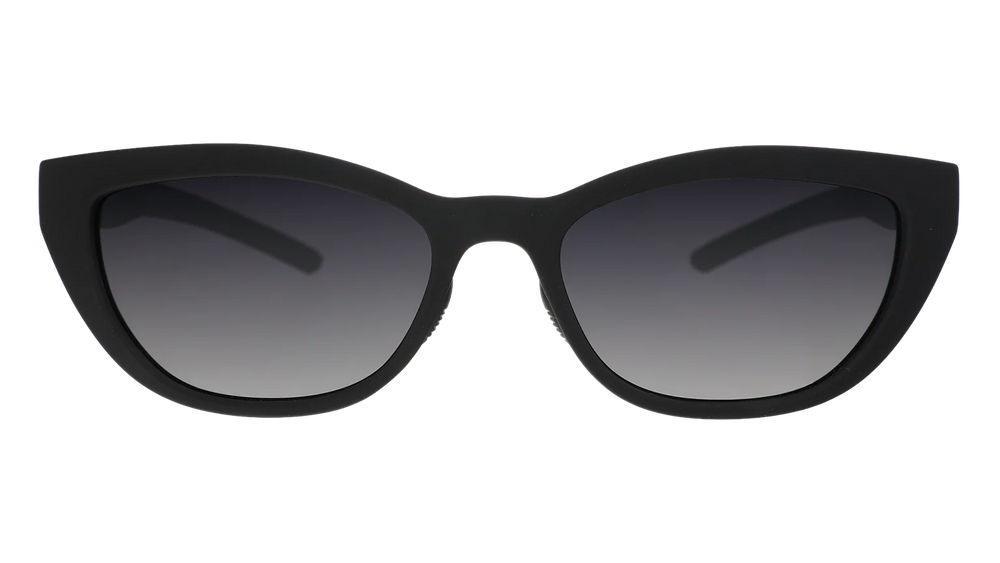 Black cat-eye sunglasses with gradient lenses on a white background