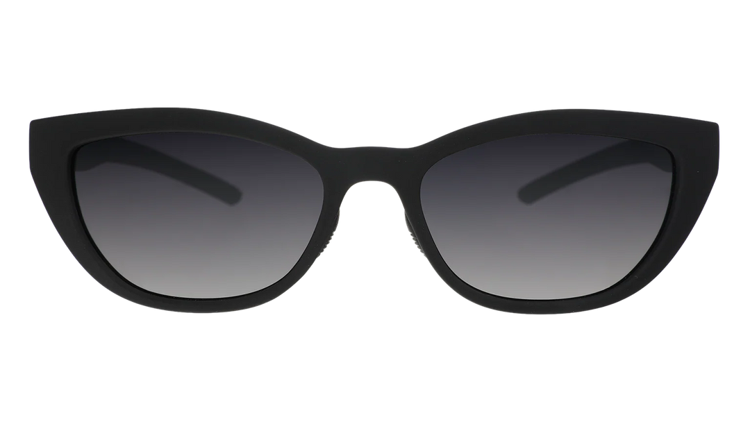 Black cat-eye sunglasses with gradient lenses on a white background