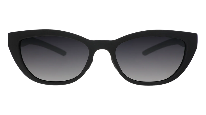 Black cat-eye sunglasses with gradient lenses on a white background