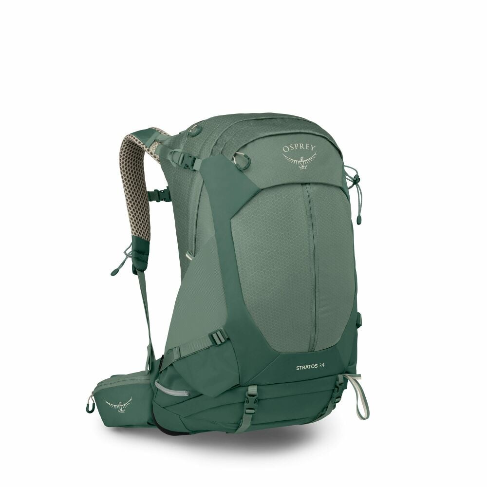Green Osprey backpack on a white background