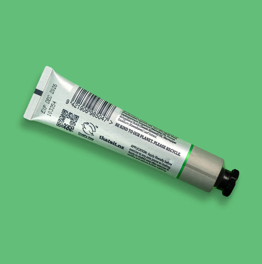 Tube of gel with label on a green background