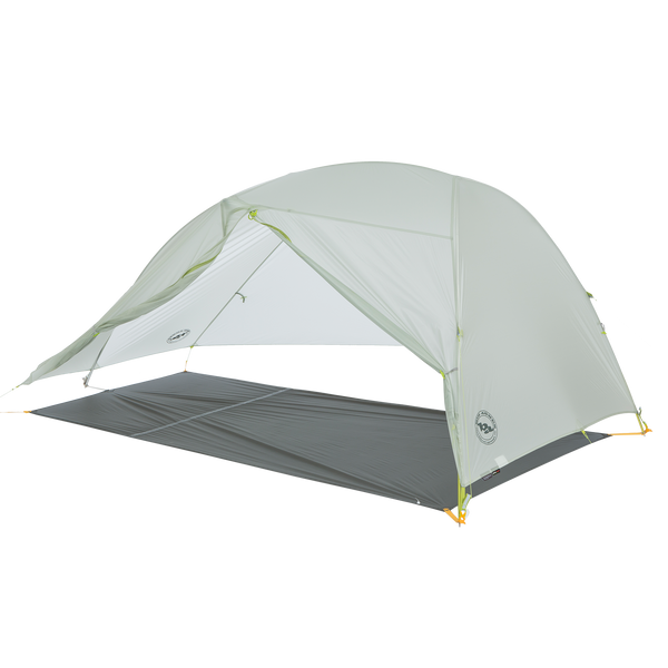 Grey tent fly with dark grey footprint.