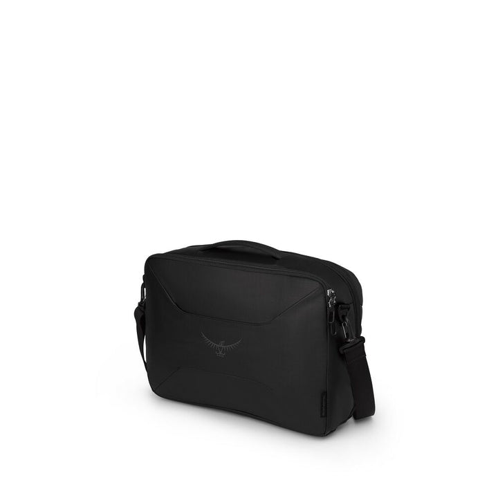 Black shoulder bag on a white background