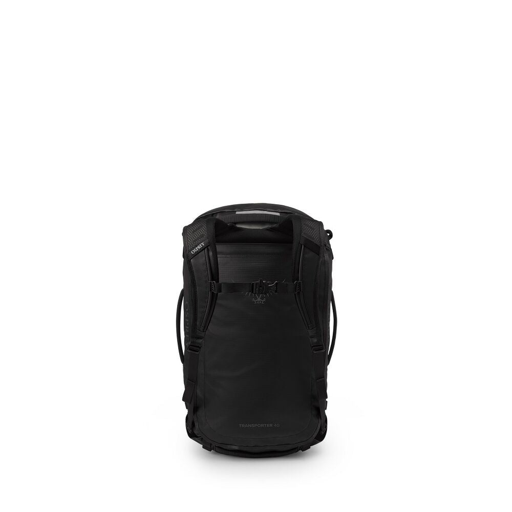 Black backpack on a white background