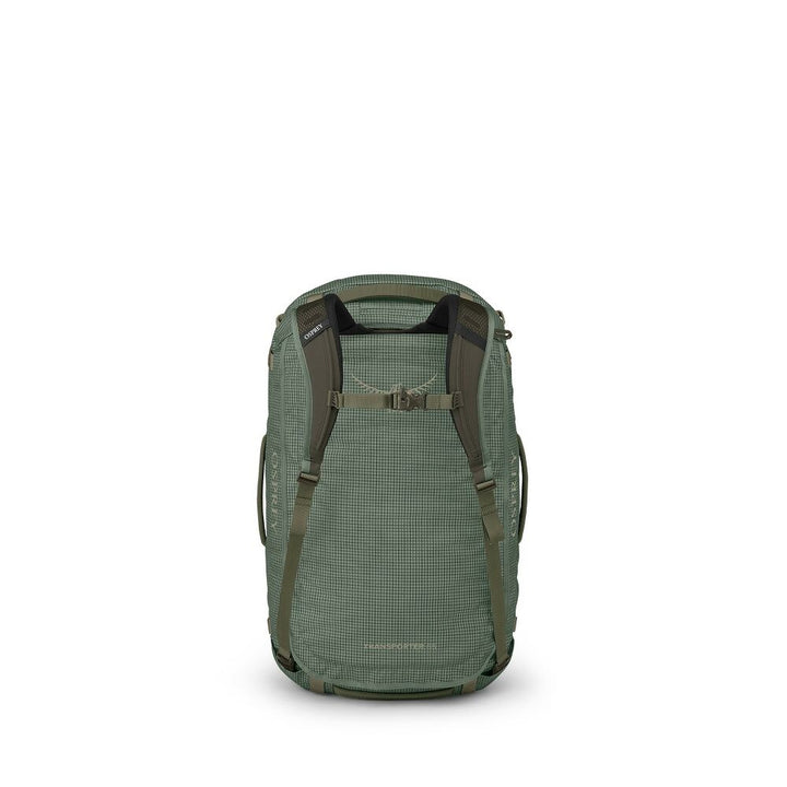 Green backpack on a white background