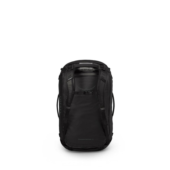 Black backpack on a white background