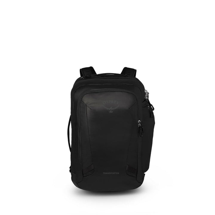 Black backpack on a white background