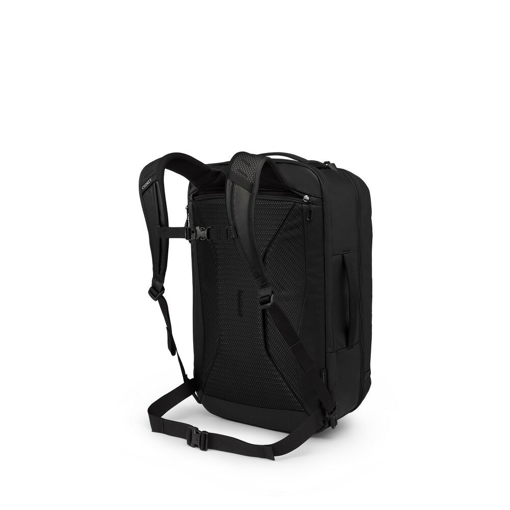 Black backpack on a white background