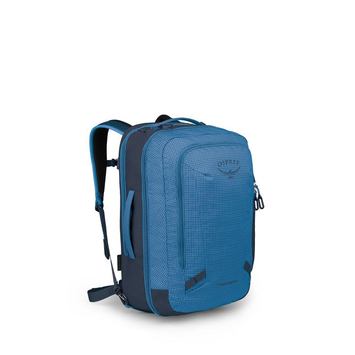 Blue backpack on a white background