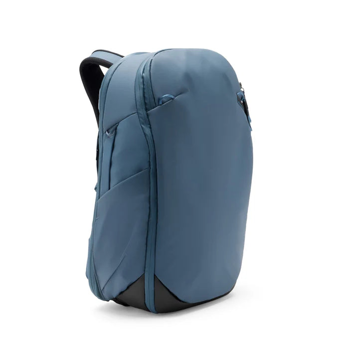 Blue backpack on a white background