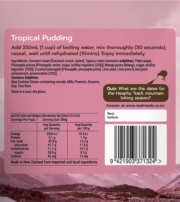 Real Meals Tropical Pudding