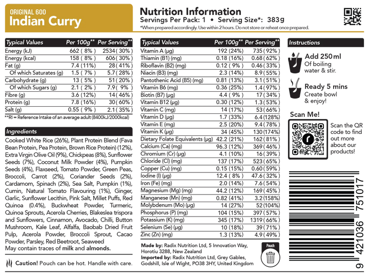 Radix Nutrition Original Meal Indian Curry