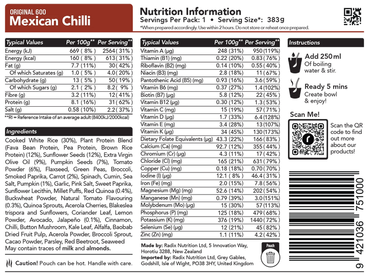Radix Nutrition Original Meal Mexican Chilli