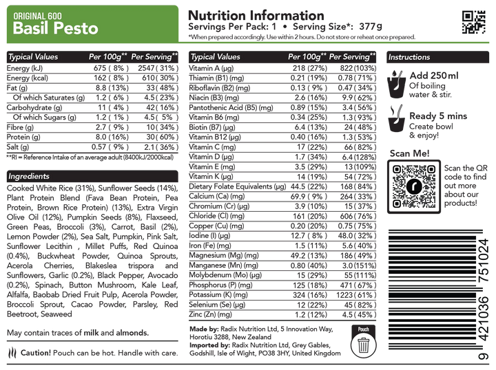 Radix Nutrition Original Meal Basil Pesto
