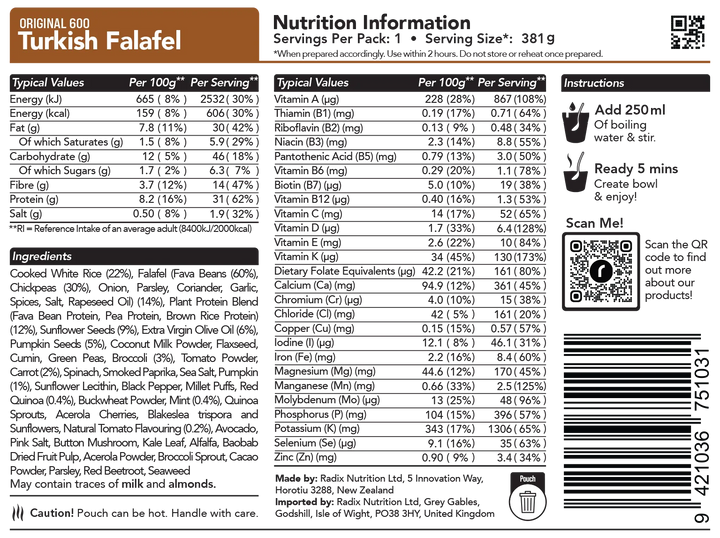 Radix Nutrition Original Meal Turkish Falafel