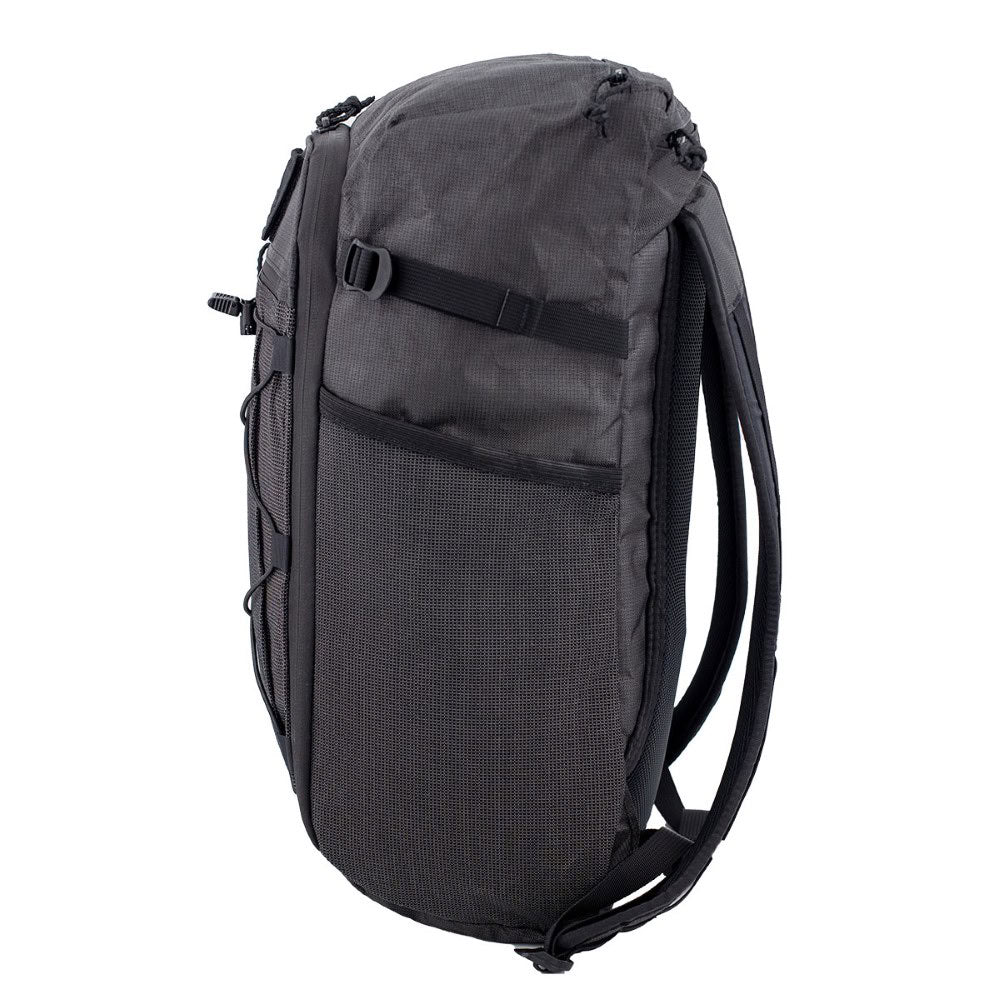 Black backpack on a white background