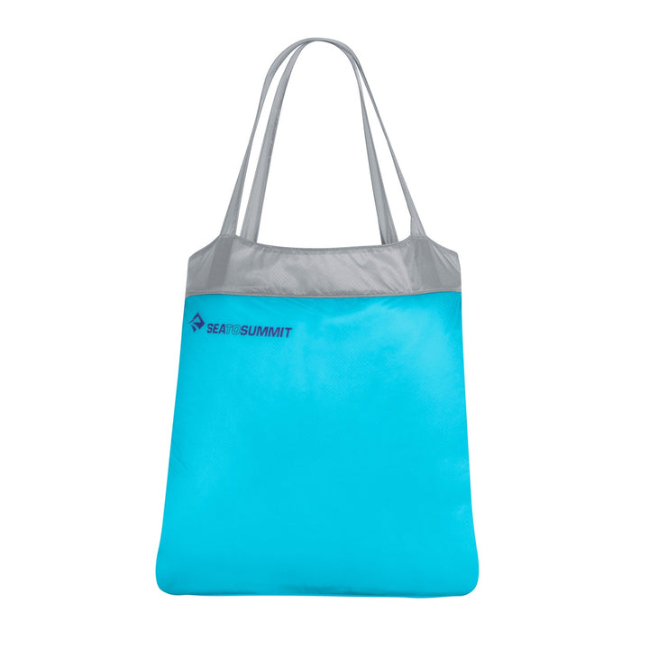 Blue and grey tote bag with Sea to Summit logo on a white background