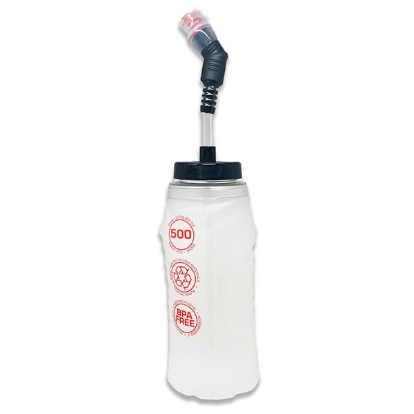 OMM Ultra Flexi Flask 500ml Straw, back view showing the wide-mouth fill opening and flat profile