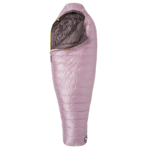 Purple sleeping bag with open zip on a white background