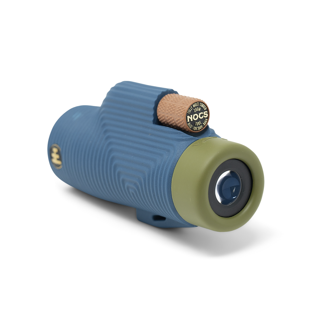 Texture blue monocular with green eyepiece