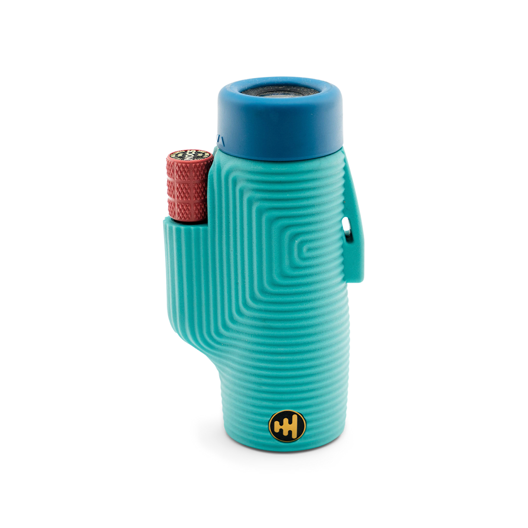 Teal and blue monocular