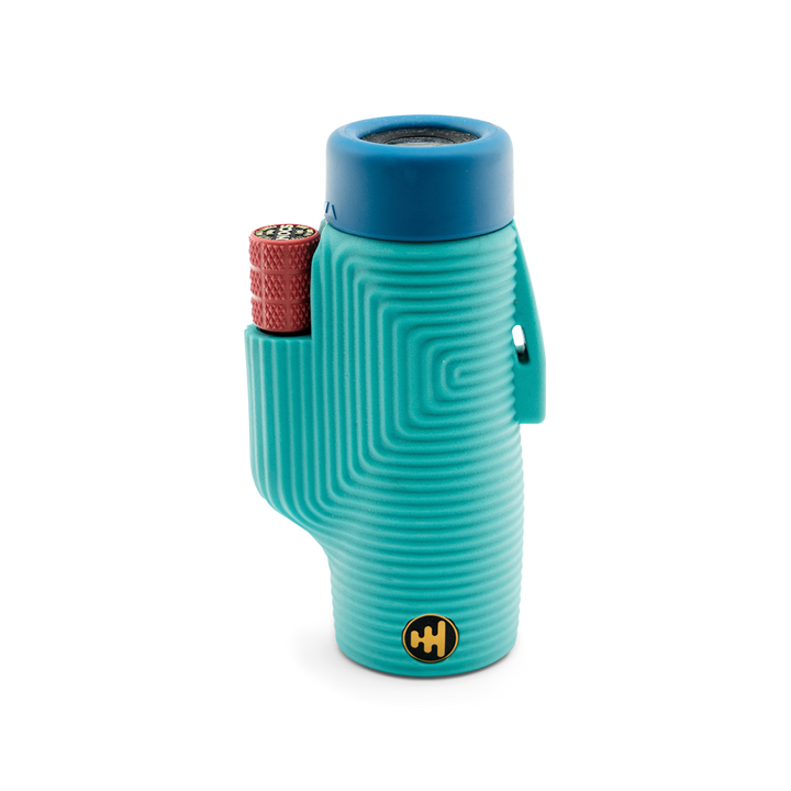 Teal and blue monocular