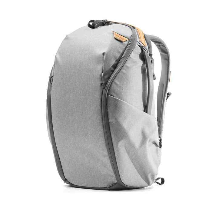 Gray backpack on a white background
