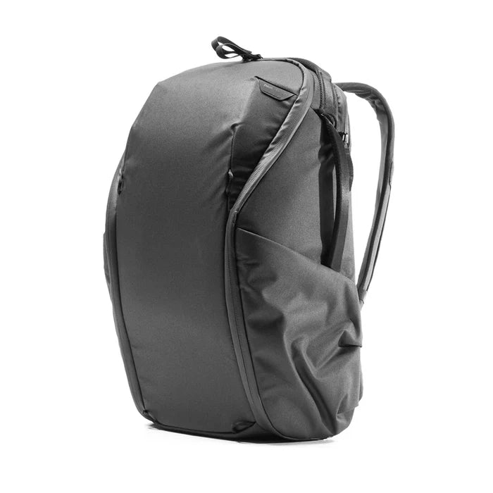 Black backpack on a white background