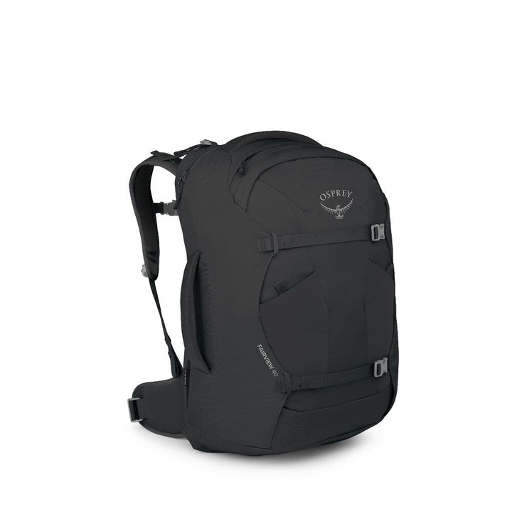 Black Osprey backpack on a white background