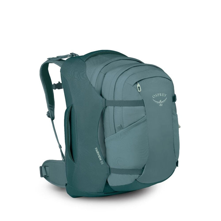 Teal Osprey backpack on a white background