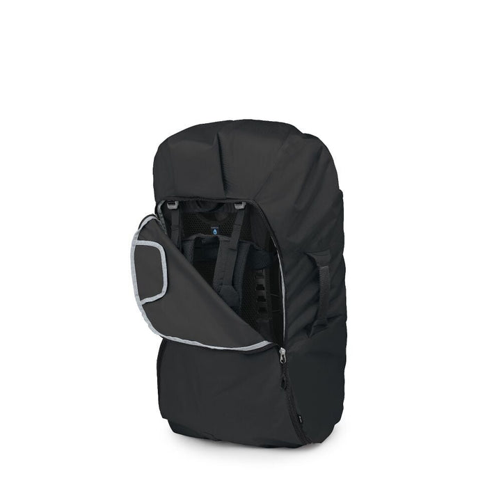 Black backpack on a white background