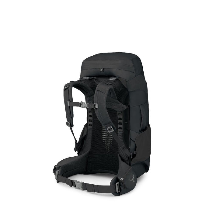 Black hiking pack on a white background
