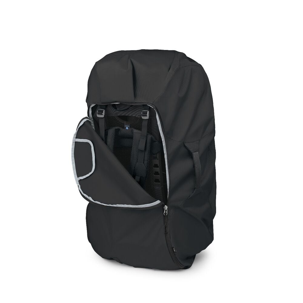 Black backpack cover with straps cover on a white background