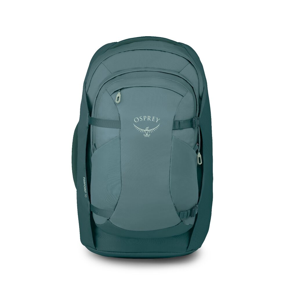 Blue backpack on a white background