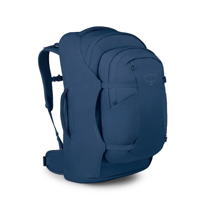 Dark blue backpack on a white background