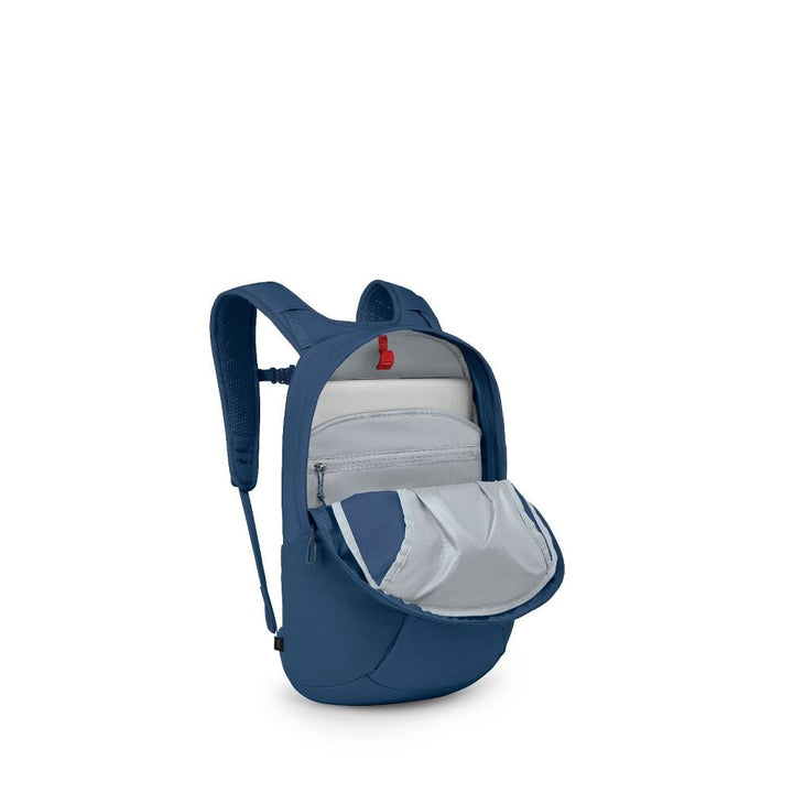 Blue backpack on a white background