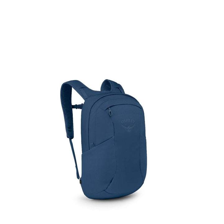 Blue backpack on a white background