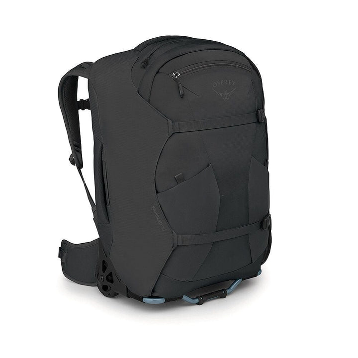 Black backpack on a white background